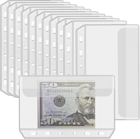 12PCS A7 Binder Pockets with No Zippers, Zipless Budget Envelopes with Lids, A7 Binder Pouch for 6 Ring Binder, Money Folder Organizer, Clear PVC Savings Challenges Envelopes, 12PCS. in Saudi Arabia