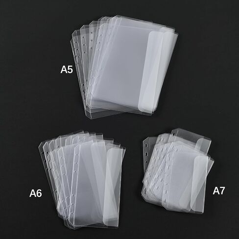 12PCS A7 Binder Pockets with No Zippers, Zipless Budget Envelopes with Lids, A7 Binder Pouch for 6 Ring Binder, Money Folder Organizer, Clear PVC Savings Challenges Envelopes, 12PCS. in Saudi Arabia