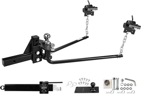 طقم وصلة توزيع الوزن من RVMATE بوزن 1000 رطل مع التحكم في التأرجح، ساق 2 بوصة، كرة 2-5/16 بوصة، أسود in Kuwait