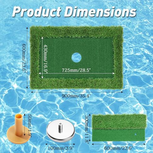 لعبة غولف عائمة باللون الأخضر 900 × 600 مم، حصيرة جولف عائمة باللون الأخضر، مجموعة سجادة العشب لحمام السباحة، لعبة جولف عائمة لحمام السباحة/المياه/في الهواء الطلق، ألعاب الجولف الممتعة مع العائلة والأصدقاء in Kuwait