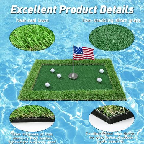 لعبة غولف عائمة باللون الأخضر 900 × 600 مم، حصيرة جولف عائمة باللون الأخضر، مجموعة سجادة العشب لحمام السباحة، لعبة جولف عائمة لحمام السباحة/المياه/في الهواء الطلق، ألعاب الجولف الممتعة مع العائلة والأصدقاء in Kuwait