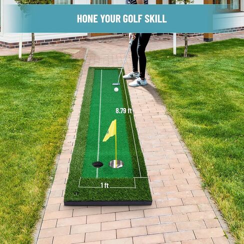 لعبة الجولف الخضراء، 10FT True Roll Golf Putting Mat ألعاب الجولف الخالية من التجاعيد باللون الأخضر مع العشب الواقعي للداخل/الخارج، مساعد التدريب على ممارسة الجولف، ملحقات الجولف هدية الجولف للرجال in Kuwait