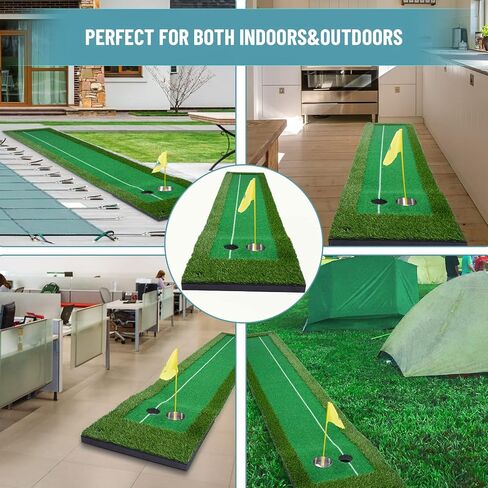 لعبة الجولف الخضراء، 10FT True Roll Golf Putting Mat ألعاب الجولف الخالية من التجاعيد باللون الأخضر مع العشب الواقعي للداخل/الخارج، مساعد التدريب على ممارسة الجولف، ملحقات الجولف هدية الجولف للرجال in Kuwait