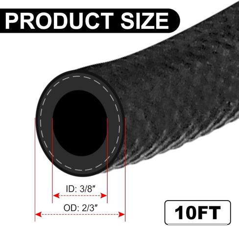 خرطوم خط الوقود 1/2 بوصة ID 10FT NBR النيوبرين المطاط دفع قفل خرطوم الوقود الضغط العالي 300PSI لمحركات أنظمة وقود السيارات in Saudi Arabia