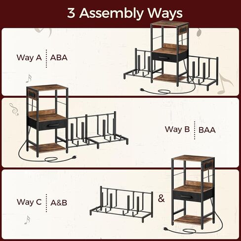 حامل جيتار صوتي 4 حامل، جيتار كهربائي، باس، حامل رف جيتار متعدد، أرضية قابلة للتعديل للقيثارات، ملحقات أمبير الجيتار، لاستوديو الموسيقى المنزلي، بني ريفي GSHR33E01 in Kuwait