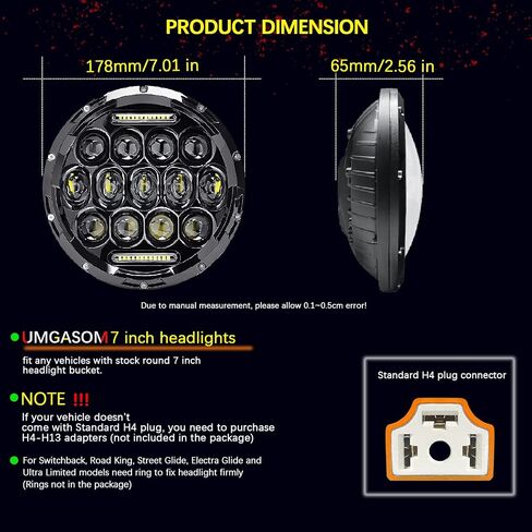 مصباح أمامي LED للدراجة النارية مقاس 7 بوصات مع قابس H4 شعاع عالٍ/منخفض وDRL للتجول في Dyna Electra Glide Road King Softail Fatboy Road Glide in Saudi Arabia