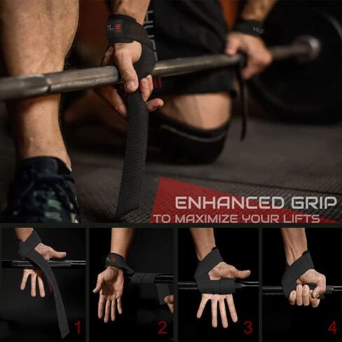 أشرطة رفع الأثقال من Hustle Lifting Straps - أحزمة معصم رفع الأثقال من القطن القوي مقاس 24 بوصة لدعم القبضة ورفع الأثقال - أشرطة رفع الأثقال النهائية للتمرين لرفع الأثقال in Kuwait