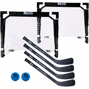 Premier Hockey - Mini Hockey Set for Kids – Complete 4-Player Indoor Kit with (2) Mini Goals, (4) Mini Sticks, and (2) Mini Foam Balls – Ideal for Ages 3-12