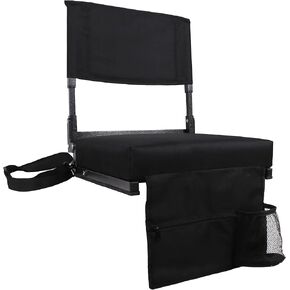 Stadium Seat with Back Support and Thick Memory Foam Cushion 18.5 Inches High Back Bleacher Chair with Back and Cushion Bleacher Seat Extended Back with Shoulder Strap and Cup Holder