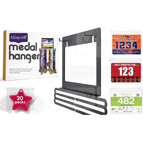 Bib Race Medal Holder Display Hanger Rack for More Medals-Sports Medal Hanger and Ribbon Display Holder Rack with Easy Hanging Bars,Soccer Medal Hanger Display