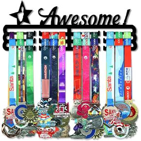 Resama Medal Hanger Holder Display Wall Rack Frame Shelf-Medal Hanger Awards Ribbon Soccer,Gymnastics,Holder Display Rack for 60 Medals