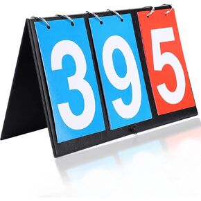 Portable Scoreboard, 2/3/4 Digit Flip Sports Scoreboard Score Counter for Table Tennis Basketball(3 Digit)