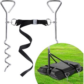 RunNico Basketball Goal Anchor, Heavy Duty Basketball Hoop Tie Down Kit, Court Setup Ground Stakes with Adjustable Straps for Basketball Mounting Trampoline Swing Tent