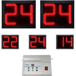 YZ 2 Pack Custom Time 14/24 Second Shot Clock Basketball Court, Portable Shot Clock Timer for Basketball Goal, Console Control Shot Clock Basketball Horns with Buzzer (24s)