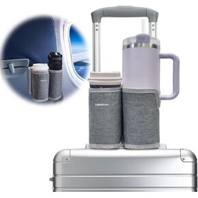 Luggage Travel Cup Holder,Airplane Cup Holder for Stanley Cup,Free Hand Drink Carrier Fit for Suitcase Handles and Seatback Tray Table Travel Essentials