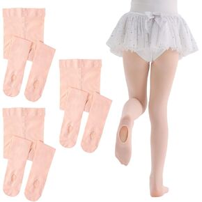 JAMRID Girls Ballet Tights Pink Dance Tights Children Convertible Tights Soft Elastic Ballet Pantyhose Dance Sockings