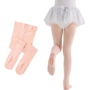 JAMRID Girls Ballet Tights Pink Dance Tights Children Convertible Tights Soft Elastic Ballet Pantyhose Dance Sockings