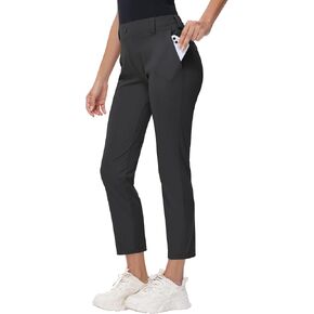 Women's Stretch Golf Pant - 7/8 Ankle Work Travel Teacher Casual Business Sweatpants with Belt Loops Zip Pockets UPF50