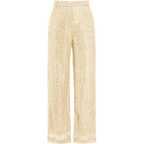 ODIZLI Womens Wide Leg Sparkle Sequin Pants Elastic High Waisted Bling Glitter Dance Pants