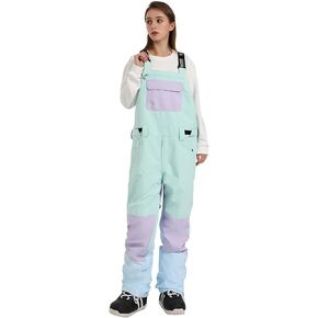 Women's Ski Bib Snow Pants Thigh Bib Overalls Outdoor Bibs Ski Pants Soft Waterproof Insulated Ripstop Snowboarding