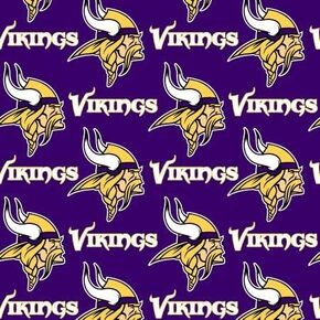 Minnesota Vikings Cotton Fabric - NFL Team Logo Cotton Fabric by The Yard, Fat Quarter, Half Yard, 1 Yard, 2 Yard Cuts