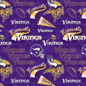 Minnesota Vikings Cotton Fabric - NFL Team Logo Cotton Fabric by The Yard, Fat Quarter, Half Yard, 1 Yard, 2 Yard Cuts in Kuwait