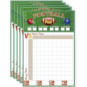 2 Pcs Football Pool Poster, 19‘' x 27.77'' Football Squares Board 100 Grids, Large Football Pool Squares Poster, Big Football Game Party Supplies 2025