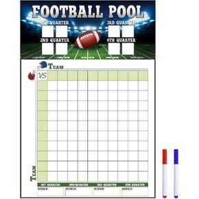 Large Football Pool Poster 16.2 X 23.6 Inch, Squares 100 Grids Score Record Poster Football Party Supplies, Super Bowl Party Decorations 2025 (Field)