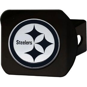 Pittsburgh Steelers NFL Black Hitch Cover with Chrome Team Logo by FANMATS - Unique Custom 3-D Team Logo Molded Design – Easy Installation on Truck, SUV, Car - Ideal Gift for Die Hard Football Fan