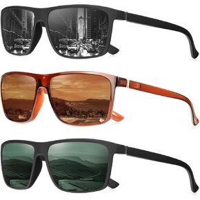 NSSIW Sunglasses Men Polarized Mens-Sunglasses: Classic Sun Glasses with UV400 Protection for Driving Fishing Golf 3 Packs