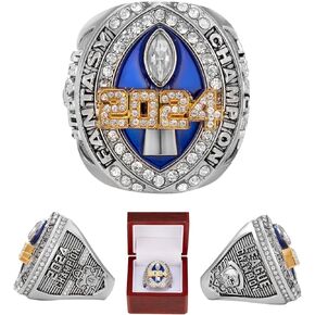 2024 Fantasy Football Championship Ring with Wooden Box League Champion Trophy Rings Premium Award for Winner