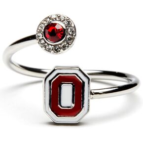 Stone Armory Ohio State University Womens Ring - Block O Ring with Crystals - Hypoallergenic and Adjustable Sizes 5-12 - Ohio State Gifts for Women