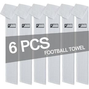 6 Pcs White Thin Football Towels with Hook & Loop,Microfiber Football Twels Bulk,Clean Hands Sports Towel,Football Equipment Accessory