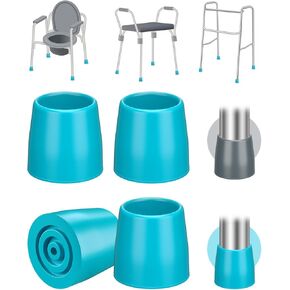 supregear Walker Tips - Heavy Duty Rubber Replacement Tips for Walkers, Commodes and Shower Chairs, Tool-Free Walker Feet Accessories, (1'', Pack of 4)