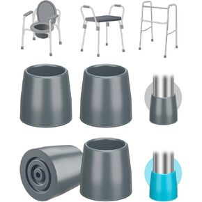 supregear Walker Tips - Heavy Duty Rubber Replacement Tips for Walkers, Commodes and Shower Chairs, Tool-Free Walker Feet Accessories, (1'', Pack of 4)