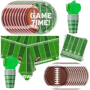 81Pcs Football Party Tableware Set Football Party Decoration Football Game Day Tailgate Party Supplies