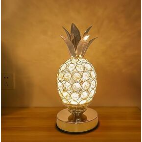 Crystal Pineapple ShapeTable Lamp for Bedroom, 3 Colour Infinitely Dimming Battery Powered Small Desk Lamp,USB Rechargeable Touch Lamp for Restaurant,Bedroom,Bar,Coffee Shop,Living Room