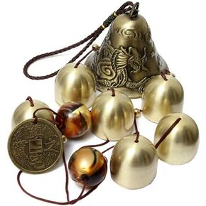 Acxico 1Pcs 6 Copper Bells Outdoor Metal Wind Chimes Yard Garden Hanging Ornament Decor 50cm