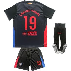 2024/2025 برشلونة بعيدا # 19 لامين يامال كرة القدم كرة القدم للأطفال جيرسي السراويل الجوارب مجموعة أحجام الشباب