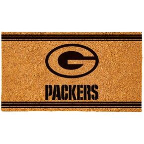 Team Sports America NFL Green Bay Packers Natural Coir Door Mat | Indoor and Outdoor Entryway | 28 x 16 Inches | Non Slip Back | Welcome Floor Mats | Muddy Dog Paws | Front Door Entrance Home Décor