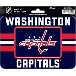 Rico Industries NHL Hockey Washington Capitals Stripes Magnetic Picture Frame (5"x6.75") & Magnet Combo Set - Home Décor - Regrigerator, Office, Kitchen