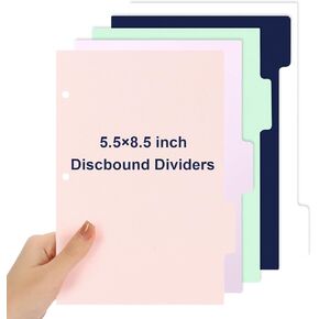 (5.5 x 8.5 inch) 10 Tab 3 Hole Punch Dividers with Tabs Disc Bound Dividers Junior Durable Mini Dividers Morandi Color Binder Dividers Page Dividers 5 Color File Dividers for Office Meeting