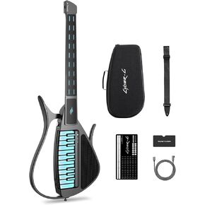 Enya CYBER-G Stringless Smart Guitar, Foldable Travel Backing Guitarra, Built-in Drum Machine & Bassline, 20 instrument Sounds for One-Man Band, App Interactive Chord Sheets For Adults & Teens(Black)