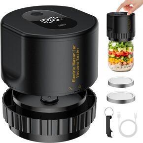 Electric Vacuum Sealer Kit with Can Opener, Regular and Wide Mouth Mason Jar Lids, Mason Jar Vacuum Sealer for Food Storage and Fermentation (White)
