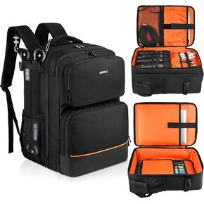 Audio Mixer Travel Case Fits for RODECaster Pro II,RODECaster Pro,RC Duo,Yamaha MG10XU,TC-Helicon GoXLR,Podcast DJ Mixer Backpack Bag with Multi-Pockets for Microphones,Cables,Podcast Equipment