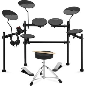AODSK Electric Drum Set with 4 Quiet Drum Pads,Portable and Solid Drum Set for Beginner with 200 Sounds,2 Switch Pedal,Drum Throne,Drumsticks,Headphones