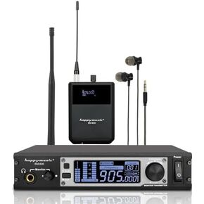 happymusic EM600 UHF Professional Wireless in-Ear Monitor System Stereo Metal bodypack Ideal for Stage, Singer,Studio,Exhibit, Lecture, Speech