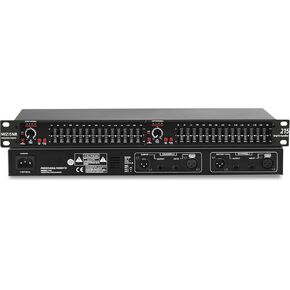 Graphic Equalizer 15-Band Stereo EQ for Home Audio, Dual Channel Professional Silver DJ Equalizer, Noise Reduction 1U Rack Mount (EQ-215S)