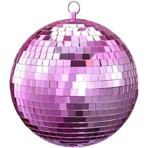 Disco Ball Mirror Ball,Cool and Fun Hanging Party Disco Ball with Hanging Ring for Christmas DJ Club Stage Bar Party, Wedding Holiday Decoration,Family Gathering Live Stage (Pink,8inch)