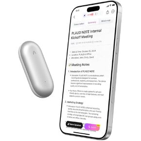 AI Voice Recorder, PLAUD NotePin Voice Recorder, App Control, AI Notetaker, AI Transcribe & Summarize Support 112 Languages, 64GB Memory, Audio Recorder for Lectures, Meetings, Sliver